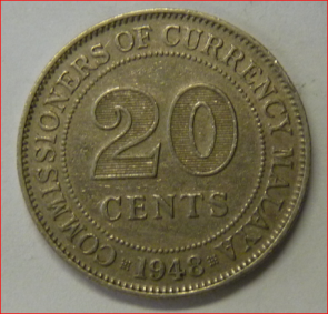 Malaya 20 cents 1948 KM9